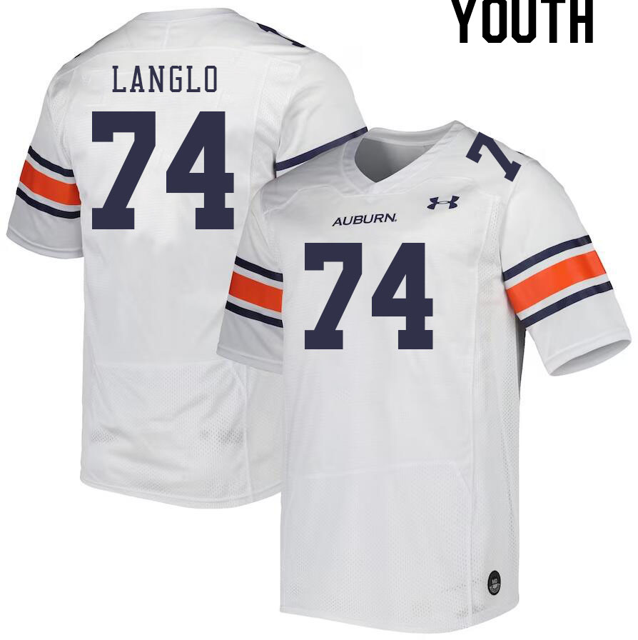 Youth #74 Garner Langlo Auburn Tigers College Football Jerseys Stitched-White